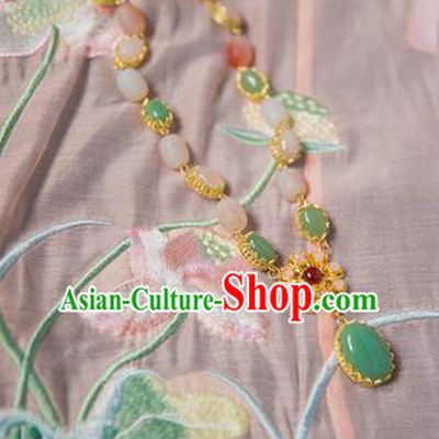 Chinese Handmade Hanfu Jade Necklace Traditional Ancient Princess Necklet Jewelry Accessories for Women