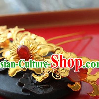 Chinese Handmade Hanfu Golden Hairpins Traditional Ancient Princess Hair Accessories for Women