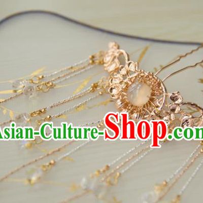 Chinese Handmade Hanfu Golden Tassel Hairpins Traditional Ancient Princess Hair Accessories for Women