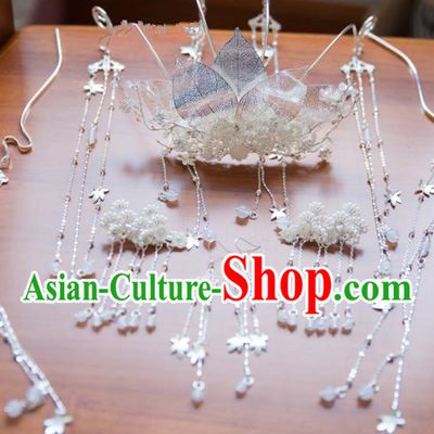 Chinese Handmade Hanfu Lotus Phoenix Coronet Hairpins Traditional Ancient Princess Hair Accessories for Women