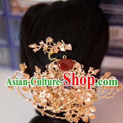 Chinese Handmade Hanfu Agate Hair Crown Hairpins Traditional Ancient Princess Hair Accessories for Women