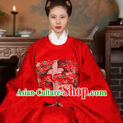 Chinese Ancient Ming Dynasty Court Queen Hanfu Dress Traditional Imperial Empress Embroidered Wedding Historical Costume for Women