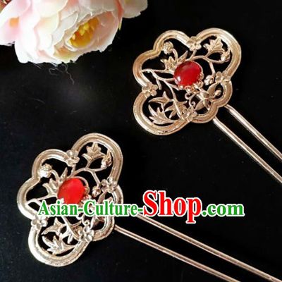 Chinese Handmade Hanfu Palace Agate Hairpins Traditional Ancient Princess Hair Accessories for Women