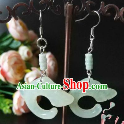 Handmade Chinese Classical Jade Dragon Ear Accessories Ancient Princess Hanfu Earrings for Women