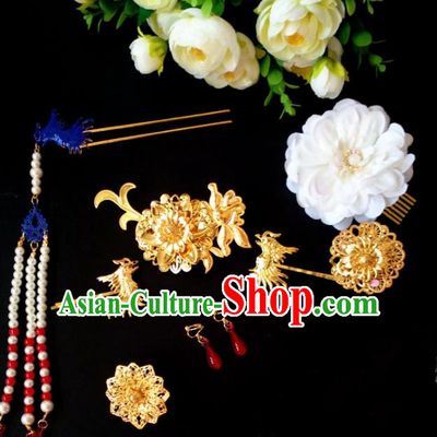 Chinese Handmade Hanfu Palace Phoenix Hair Clip Tassel Hairpins Traditional Ancient Princess Hair Accessories for Women