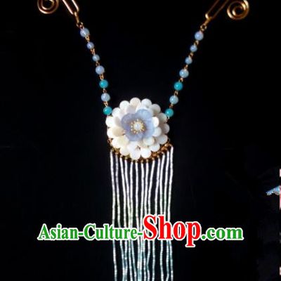 Chinese Handmade Hanfu Long Tassel Necklace Traditional Ancient Princess Necklet Jewelry Accessories for Women