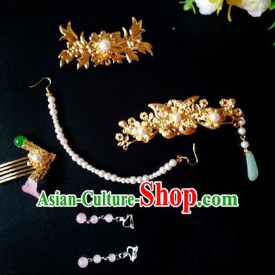 Chinese Handmade Hanfu Palace Hair Comb Tassel Hairpins Traditional Ancient Princess Hair Accessories for Women