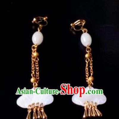 Handmade Chinese Classical Shell Ear Accessories Ancient Princess Hanfu Earrings for Women