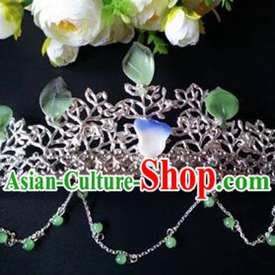 Chinese Handmade Hanfu Palace Hairpins Green Leaf Hair Comb Traditional Ancient Princess Hair Accessories for Women