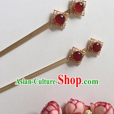 Chinese Handmade Tang Dynasty Hanfu Agate Hairpins Traditional Ancient Imperial Consort Hair Accessories for Women