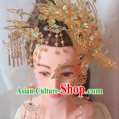 Traditional Chinese Handmade Phoenix Coronet Tang Dynasty Hanfu Hairpins Ancient Imperial Consort Hair Accessories for Women