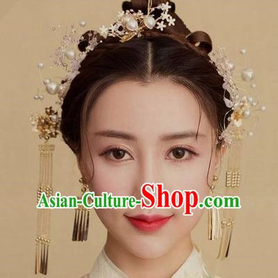 Traditional Chinese Wedding Handmade Hanfu Hairpins Ancient Tang Dynasty Imperial Consort Hair Accessories for Women