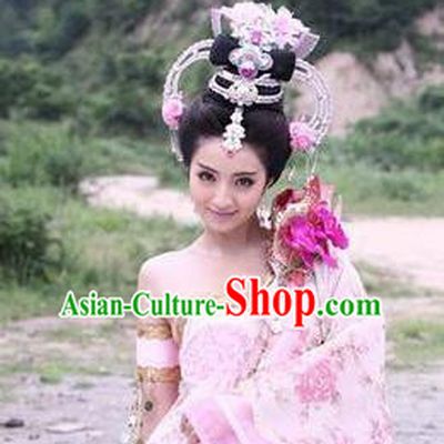 Handmade Chinese Traditional Hanfu Hairpins Pink Phoenix Coronet Ancient Tang Dynasty Imperial Consort Hair Accessories for Women