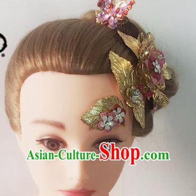 Handmade Chinese Golden Leaf Hair Stick Traditional Hanfu Hairpins Ancient Tang Dynasty Princess Hair Accessories for Women