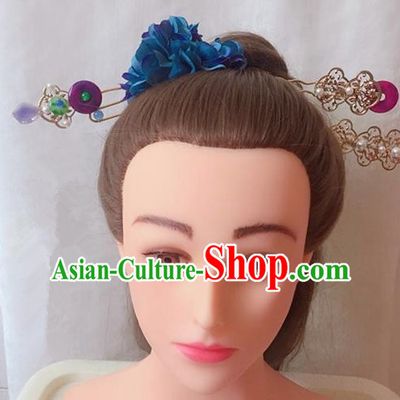 Handmade Chinese Palace Lady Purple Hair Clips Hairpins Ancient Traditional Hanfu Hair Accessories for Women