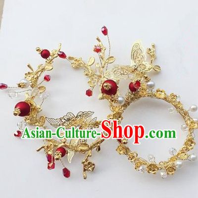 Chinese Handmade Hanfu Accessories Ancient Swordsman Golden Face Mask for Women