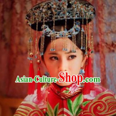 Chinese Handmade Hanfu Qing Dynasty Hairpins Phoenix Coronet Traditional Ancient Imperial Consort Hair Accessories for Women
