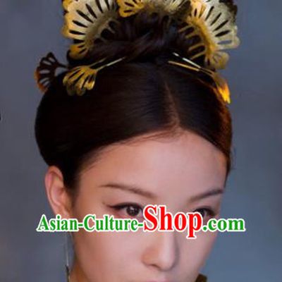Chinese Handmade Hanfu Tang Dynasty Royal Lady Golden Hairpins Traditional Ancient Imperial Consort Hair Accessories for Women