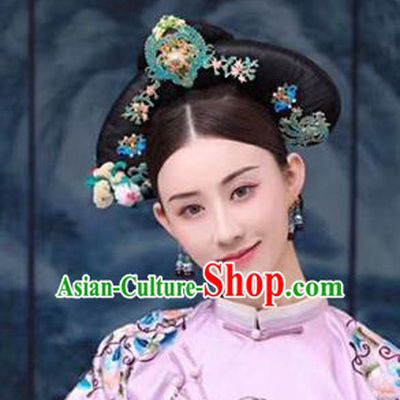 Chinese Handmade Hanfu Qing Dynasty Hair Crown Royal Lady Hairpins Traditional Ancient Imperial Consort Hair Accessories for Women