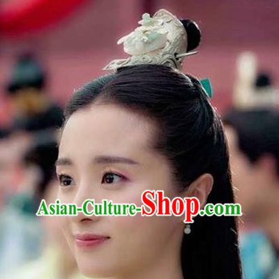 Chinese Handmade Hanfu Princess Hair Accessories Ancient Swordswoman Jade Hairdo Crown for Women