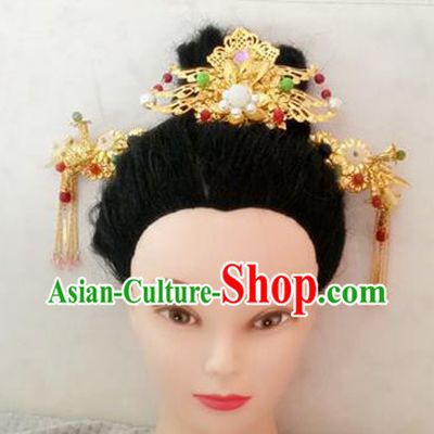Handmade Chinese Palace Golden Hair Comb Princess Hairpins Ancient Traditional Hanfu Hair Accessories for Women