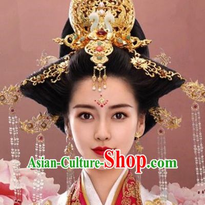 Handmade Chinese Palace Queen Phoenix Coronet Tassel Step Shake Hairpins Ancient Traditional Hanfu Hair Accessories for Women