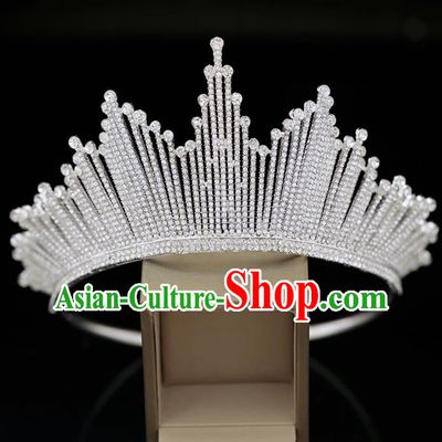 Top Grade Handmade Crystal Royal Crown Baroque Princess Wedding Hair Accessories for Women