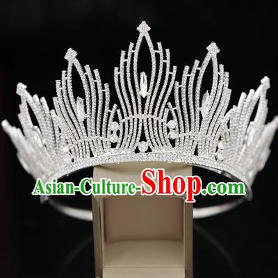 Top Grade Handmade Bride Crystal Royal Crown Baroque Princess Wedding Hair Accessories for Women