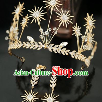 Top Grade Handmade Baroque Royal Crown Princess Wedding Bride Hair Accessories for Women