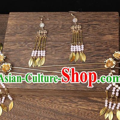 Handmade Chinese Wedding Tassel Hair Clips Hairpins Ancient Traditional Hanfu Hair Accessories for Women