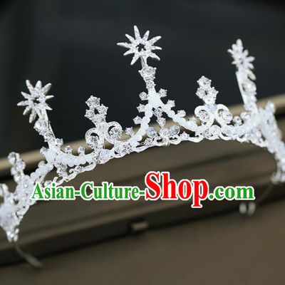 Top Grade Handmade Baroque Princess Beads Royal Crown Wedding Bride Hair Accessories for Women