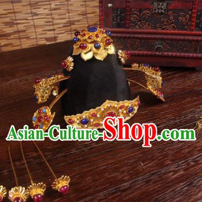 Handmade Chinese Ming Dynasty Wedding Hair Crown Hairpins Ancient Queen Traditional Hanfu Hair Accessories for Women