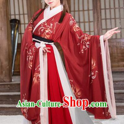 Chinese Jin Dynasty Palace Lady Red Hanfu Dress Traditional Ancient Court Princess Historical Costume for Women