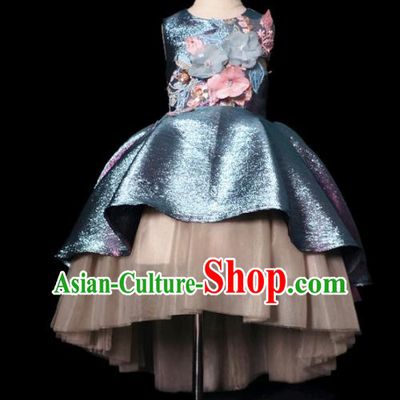 Top Grade Stage Show Dance Compere Full Dress Catwalks Court Princess Costume for Kids