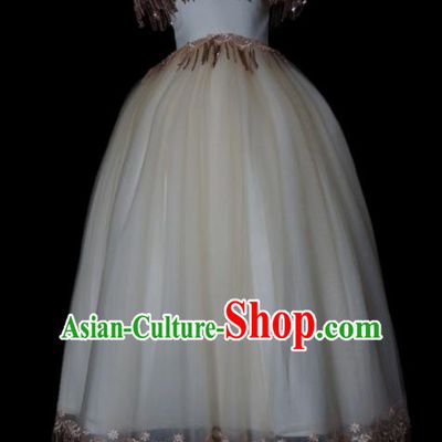Top Grade Stage Show Compere Beige Veil Dress Catwalks Court Princess Dance Costume for Kids