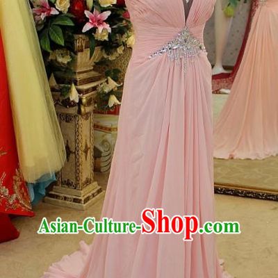 Top Grade Modern Fancywork Pink Formal Dress Compere Catwalks Costume for Women