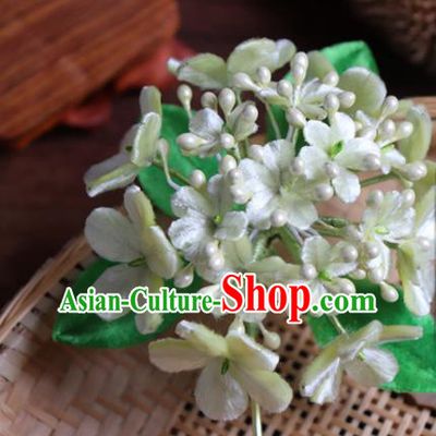 Chinese Handmade Green Velvet Flowers Hairpins Ancient Palace Headwear for Women