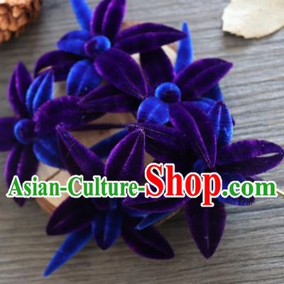 Chinese Handmade Purple Velvet Flowers Hairpins Ancient Palace Hair Accessories Headwear for Women