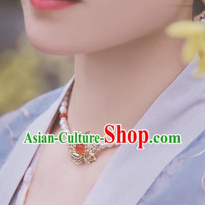 Handmade Chinese Classical Agate Necklace Ancient Palace Hanfu Necklet Accessories for Women