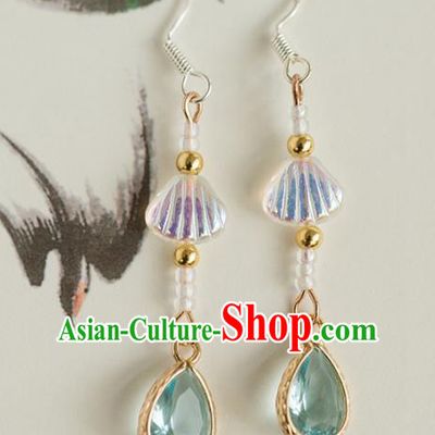Handmade Chinese Classical Green Crystal Earrings Ancient Palace Ear Accessories for Women