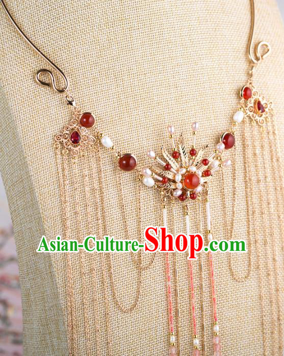 Handmade Chinese Classical Tassel Necklace Ancient Palace Hanfu Necklet Accessories for Women Handmade Chinese Classical Tassel Necklace Ancient Palace Hanfu Necklet Accessories for Women