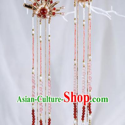 Chinese Handmade Beads Tassel Hair Claws Hairpins Ancient Princess Hair Accessories Headwear for Women