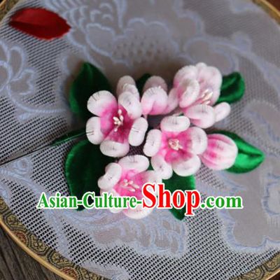 Chinese Handmade Wedding Velvet Plum Blossom Hairpins Ancient Palace Queen Hair Accessories Headwear for Women