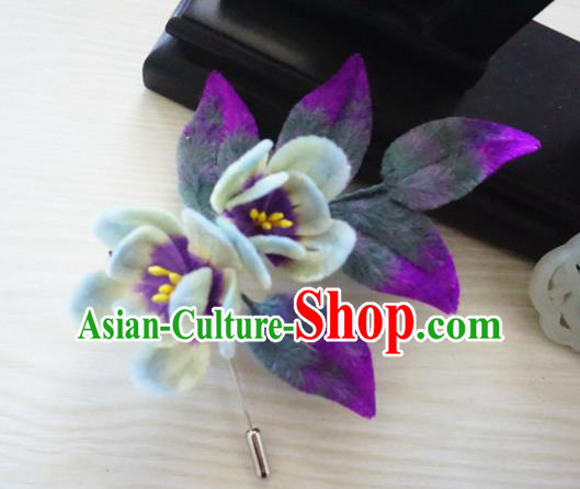 Handmade Chinese Classical Velvet Flowers Brooch Ancient Palace Breastpin for Women Handmade Chinese Classical Velvet Flowers Brooch Ancient Palace Breastpin for Women