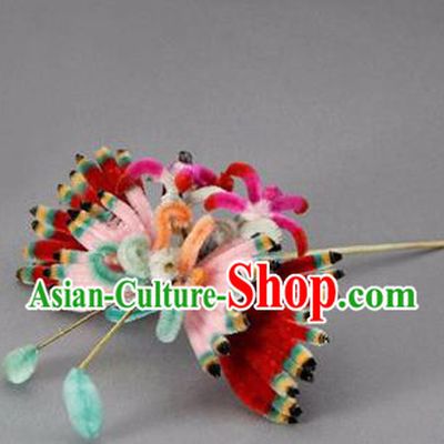 Chinese Handmade Palace Velvet Butterfly Hairpins Ancient Queen Hair Accessories Headwear for Women