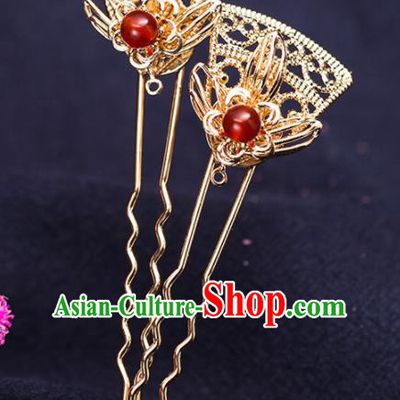 Chinese Handmade Hanfu Golden Hairpins Ancient Princess Hair Accessories Headwear for Women