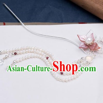 Chinese Handmade Hanfu Beads Tassel Hairpins Ancient Princess Hair Accessories Headwear for Women