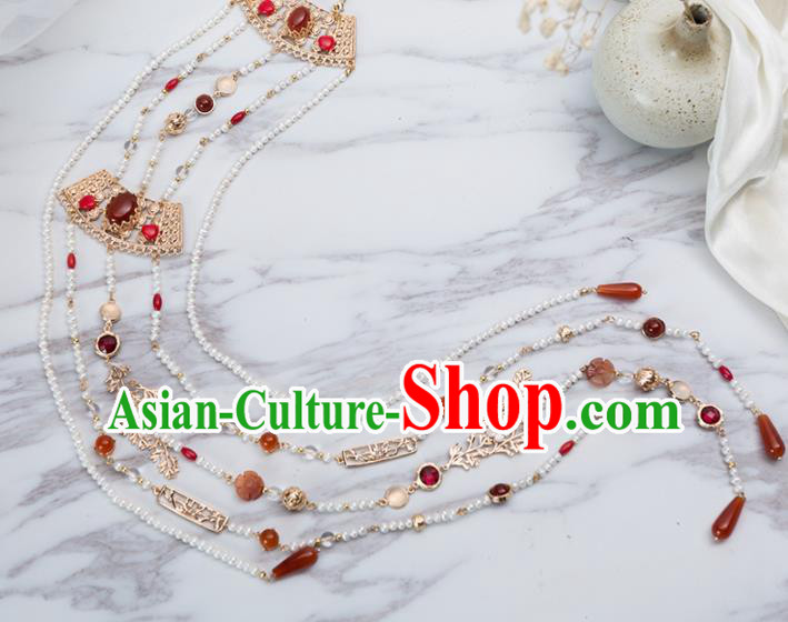 Chinese Traditional Agate Waist Accessories Ancient Princess Pearls Tassel Pendant for Women Chinese Traditional Agate Waist Accessories Ancient Princess Pearls Tassel Pendant for Women