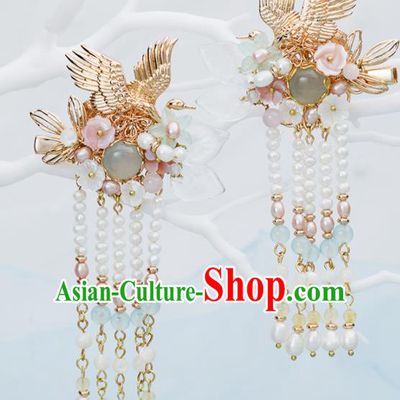 Chinese Handmade Hanfu Crane Hair Claws Hairpins Ancient Princess Hair Accessories Headwear for Women