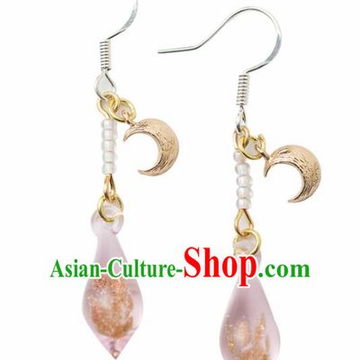 Handmade Chinese Classical Hanfu Pink Earrings Ancient Palace Ear Accessories for Women